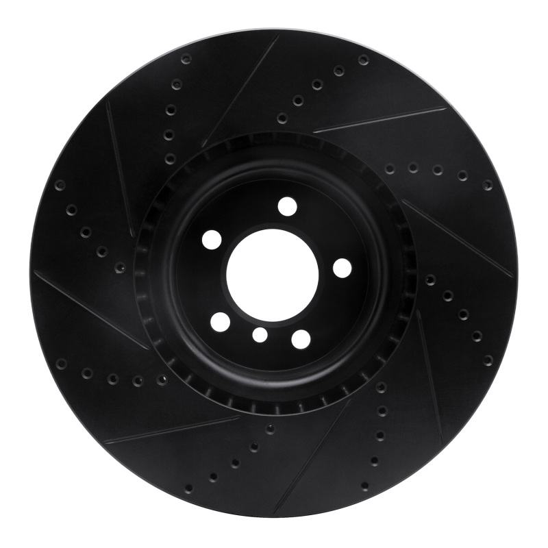 Land Rover Range Rover Brake Rotor (1) - Front Right - R1 Concepts - Drilled & Slotted - Black - `10-`12